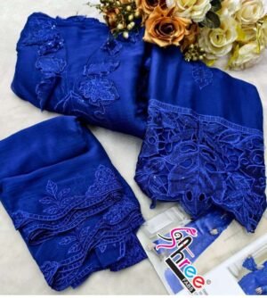 Alternative view of chiffon Heavy  with heavy embroidery with HAND KHATLI & CUT WORK