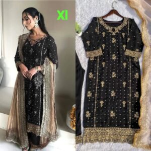 Alternative view of DESIRABLE FANCY FAUX GEORGETTE WITH SEQUENCE EMBROIDERED AND ORIGINAL MOTTI HANDMADE WORK TOP AND PENT WITH DUPATTA