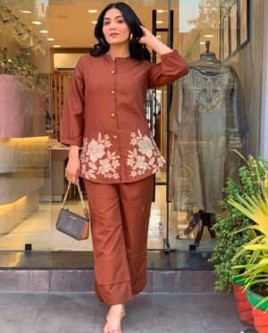 Pure Cotton Cord-set With Beautiful Embroidery Work