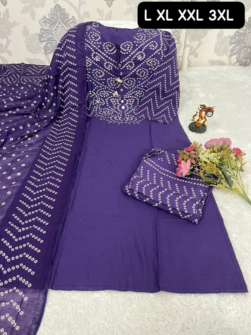 Looking to update your ethnic wardrobe? Check out this stunning Bandhani Suit Set - Image 4