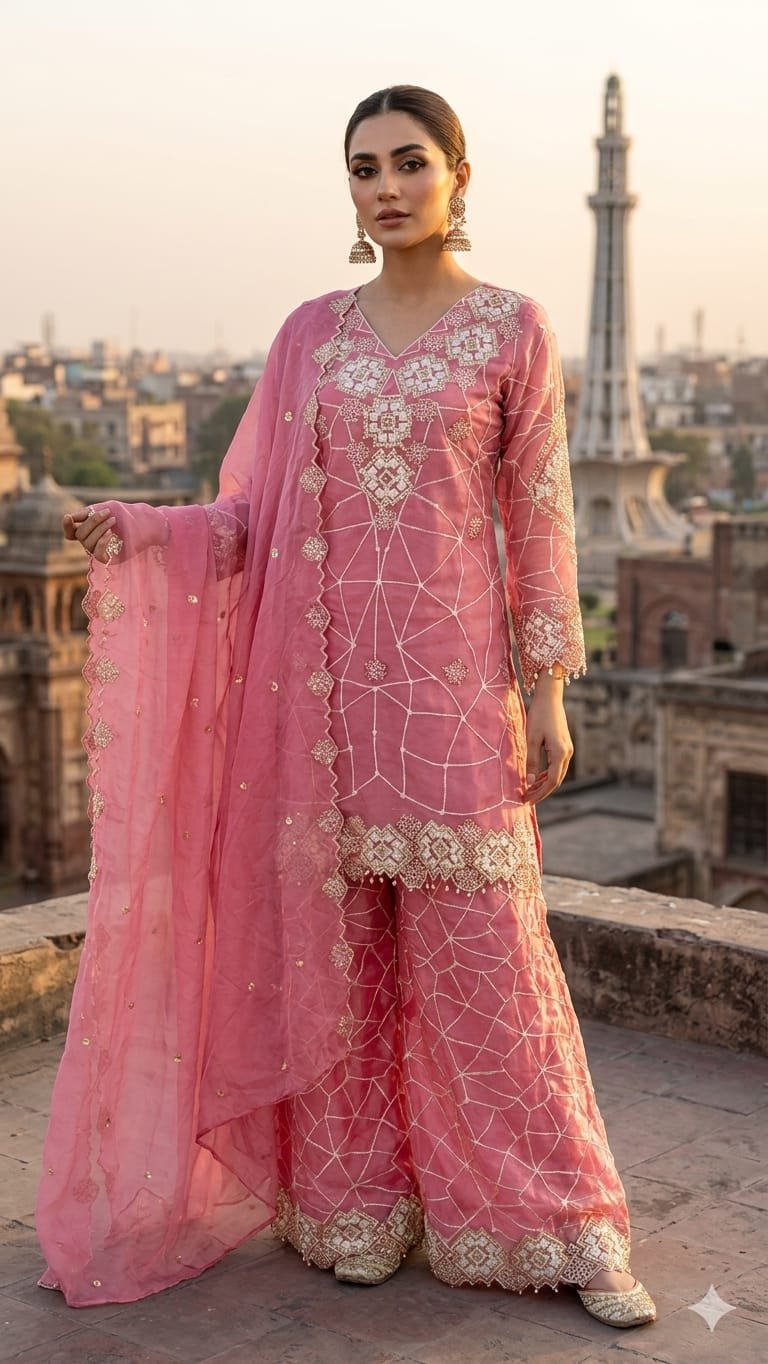EXCLUSIVE AND TRENDY FOR WEDDING SEASON OUR SEQUENCE EMBROIDERY WORKED TOP, PLAZZO AND DUPATTA