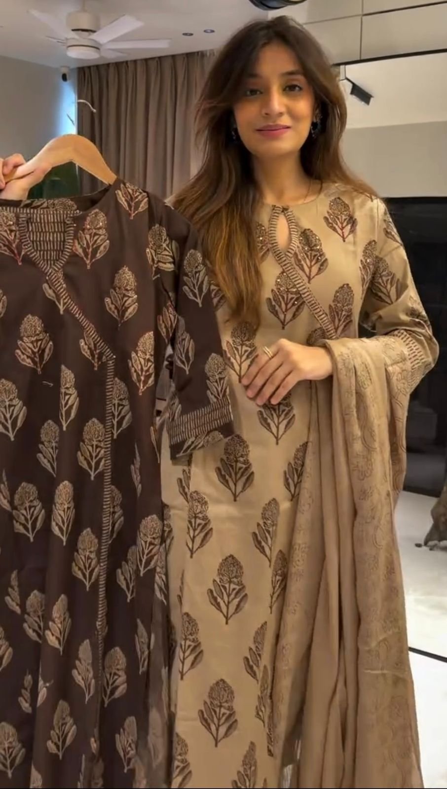 New straight kurta 3 pcs set plazo set with new style in machin - Image 5