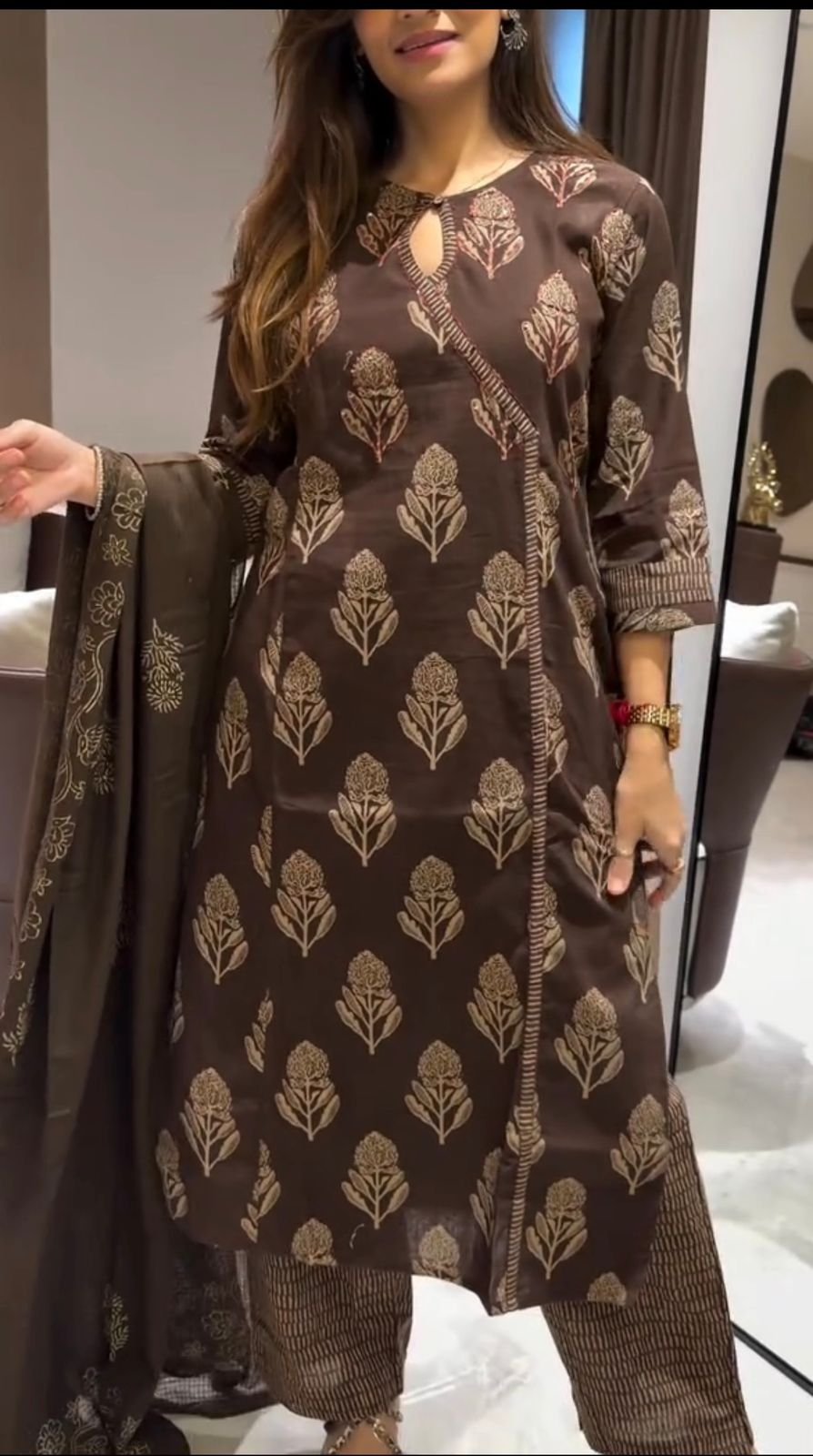 New straight kurta 3 pcs set plazo set with new style in machin
