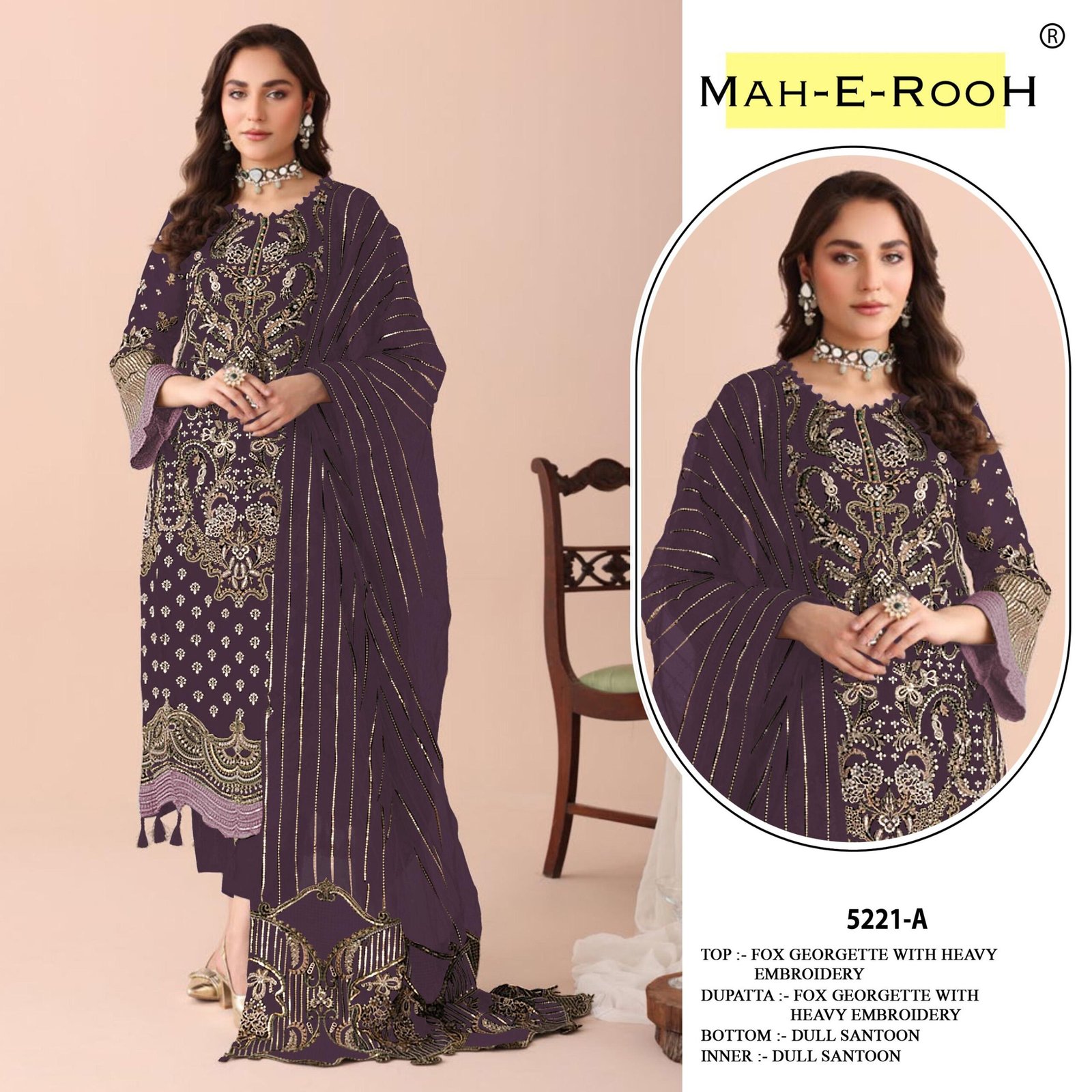Fox Georgette with Embroidered 3mm Sequence work + Khatli Work - Image 9