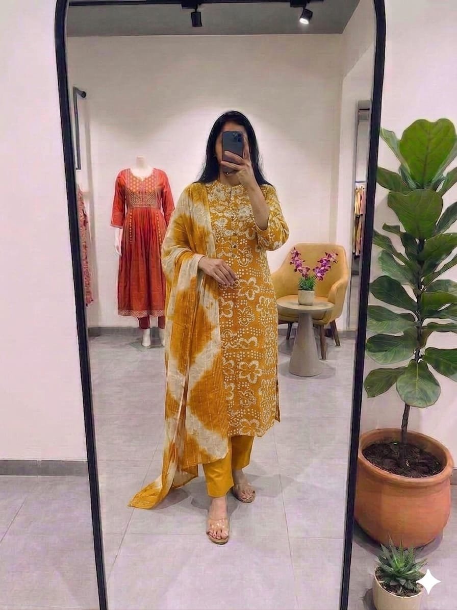 BEAUTIFUL FLORAL KURTI-PANT-DUPPATA