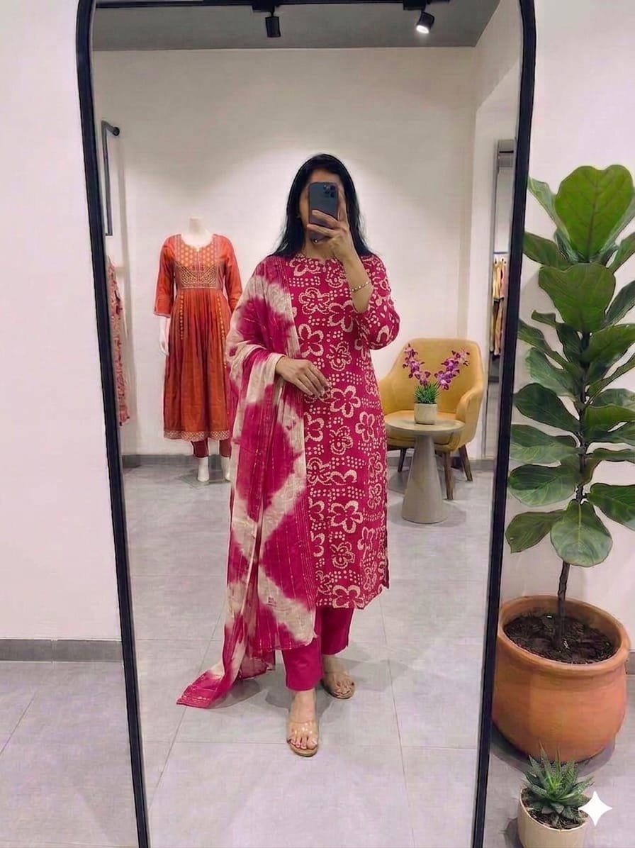 BEAUTIFUL FLORAL KURTI-PANT-DUPPATA - Image 6