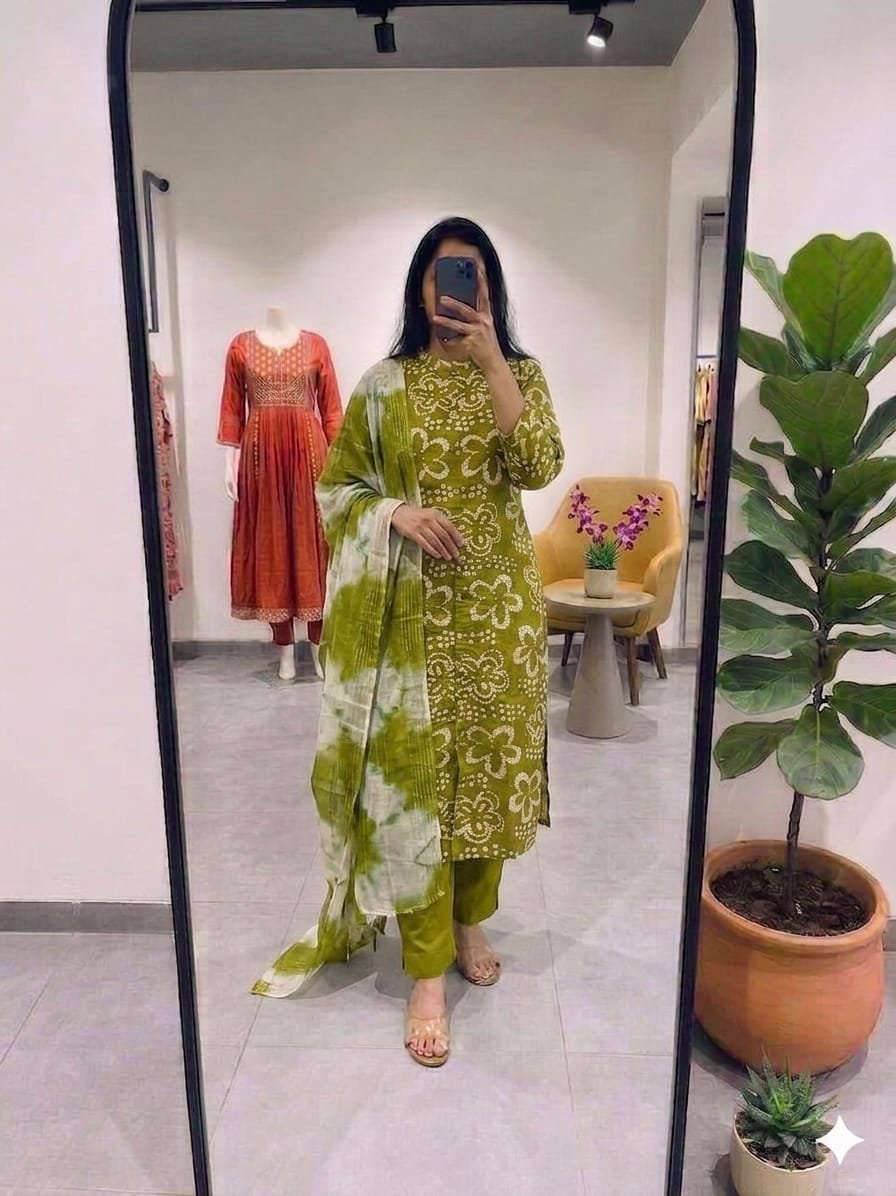 BEAUTIFUL FLORAL KURTI-PANT-DUPPATA - Image 7