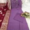 Premium Roman Silk Kurti With Handwork With Pant With Beautiful Jequard Duppata