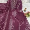 Design: Elegant Purple Anarkali Kurti jisme khoobsurat floral hand-block print ya screen print ka kaam hai.