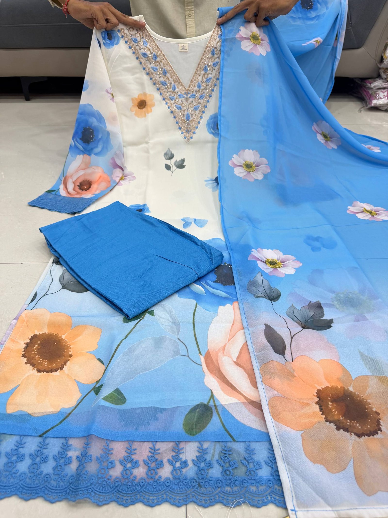 Traditional Hand Work With embroidery Nack - Image 2