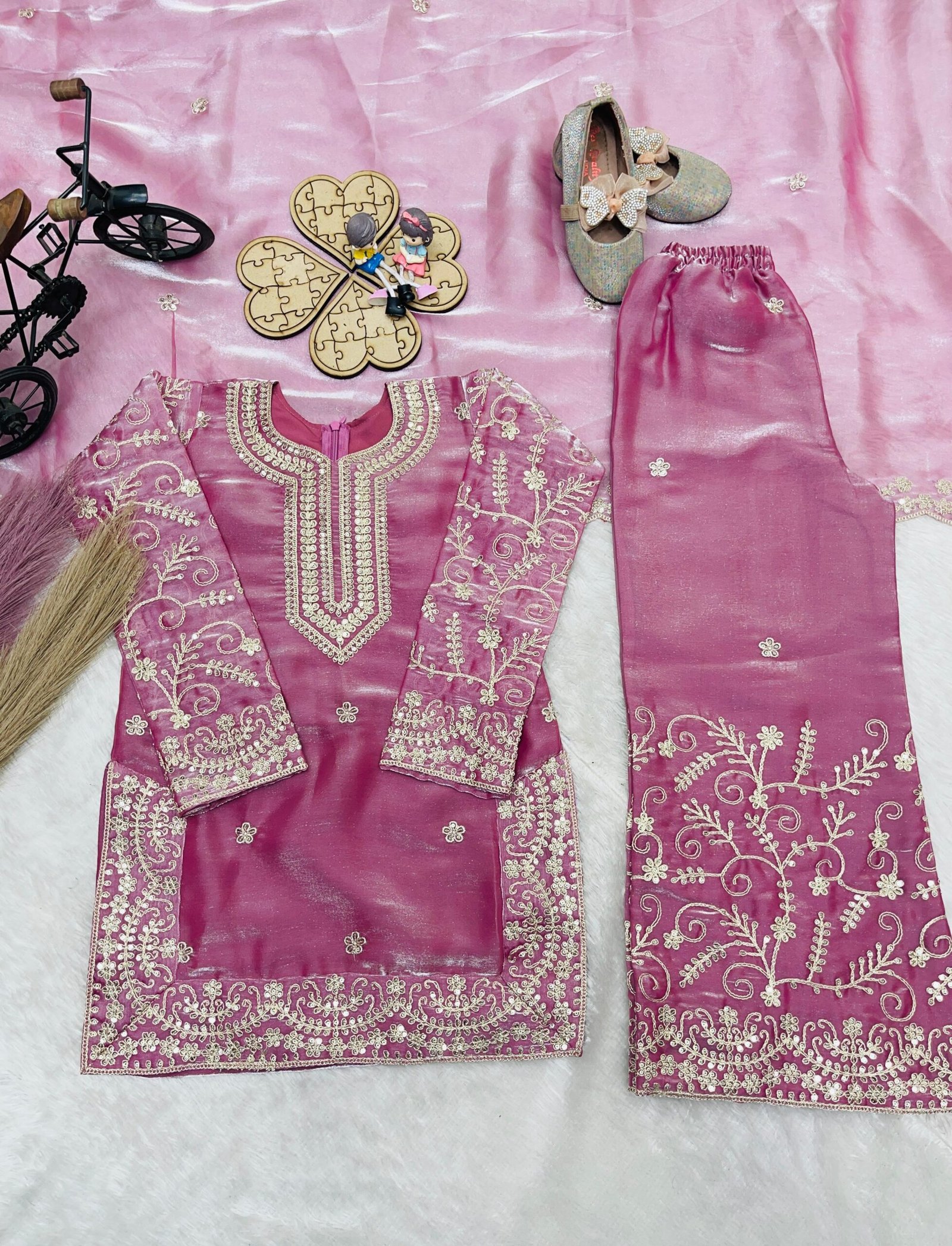 Trending Launching New Đěsigner Party Wear Look Heavy Pure GMY SILK Top Sharara & Dupatta Set - Image 5