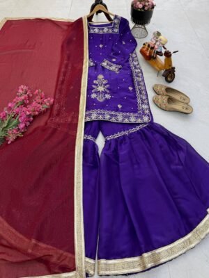 Alternative view of AK-Series New Designer Party Top Pallazo & Dupatta Set