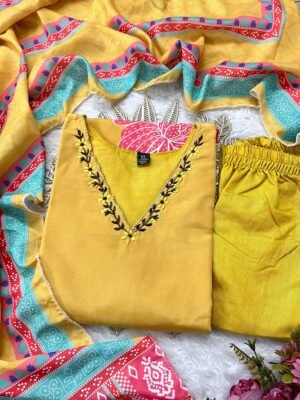 Alternative view of Morgan Silk Digital Print Kurti With Pant With Dupatta