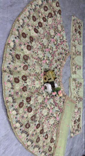 Alternative view of AK Launching 4 meter flared Premium Quality Soft Net Lehenga, Exceptional Quality with Can-Can and Canvas Layers, A Perfect Fusion of Glamour and Comfort