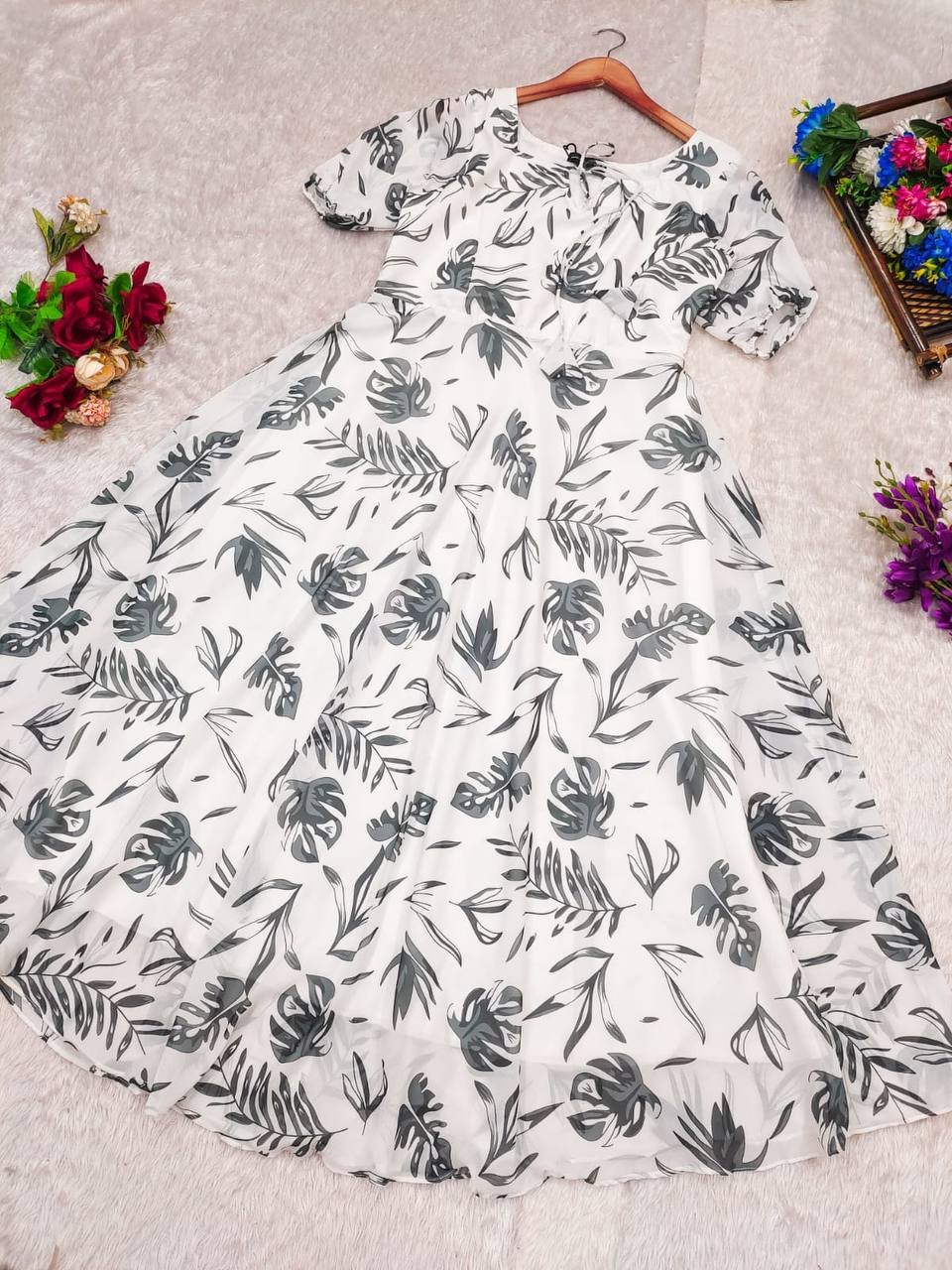 Step into a world of elegance and charm with our enchanting Floral Midi Dress - Image 2