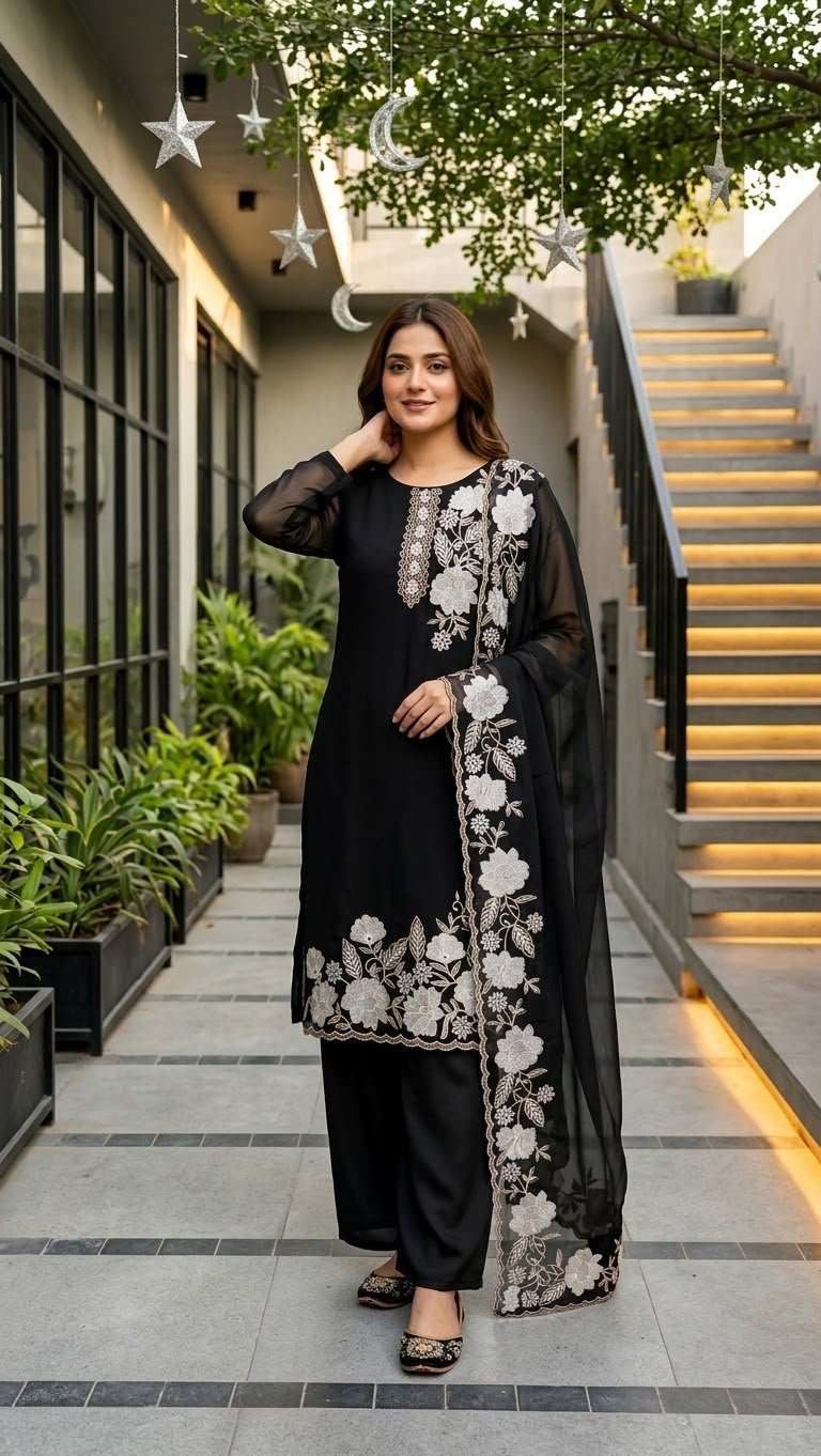 NEW DESIGNER HEAVY EMBROIDERY THREAD WORK 3 PIS SUIT SET