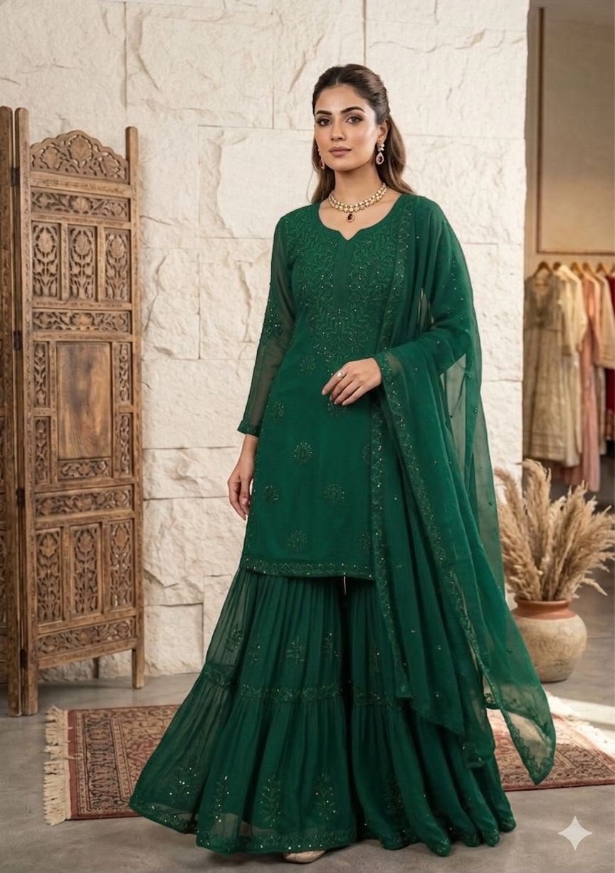 PERFECT FOR PARTY AND WEDDING OUR DESIGNER WEAR SEQUENCE EMBROIDERED SARARA PAIR - Image 5
