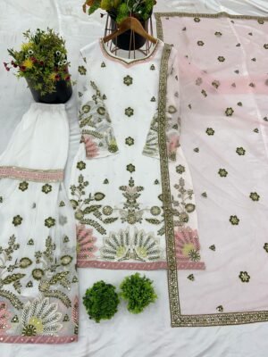 Alternative view of Presenting  New Designer Party Wear Look Top-Plazzo and Dupatta With Heavy Embroidery Work