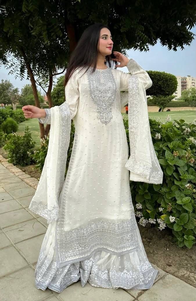 AK-Series New Designer Party Sharara Suit & Dupatta Set - Image 3