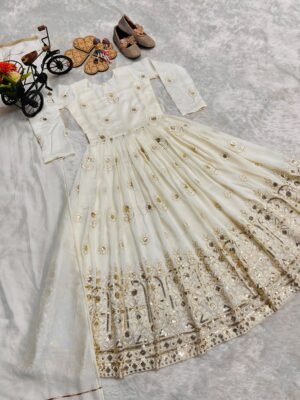 Alternative view of Launching New Collection Beautiful Kids Off White Gown Full Sttiched