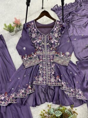 Alternative view of EXCLUSIVE AND TRENDY FOR WEDDING SEASON OUR SEQUENCE EMBROIDERED TOP, PLAZZO AND DUPATTA