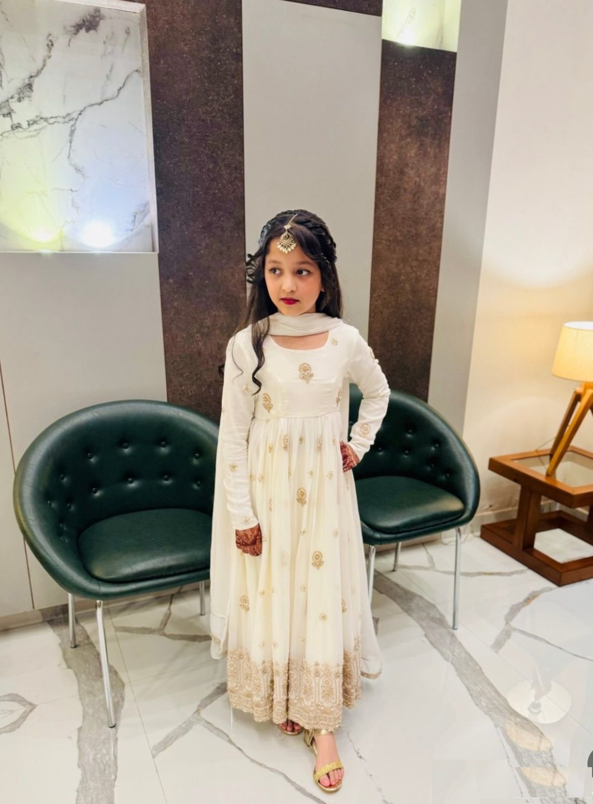 Launching New Collection Beautiful Kids Off White Gown Full Sttiched