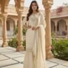 FESTIVAL SEASON LUNCH NEW DESIGNER HEAVY EMBROIDERY WORK ON FENDY FABRIC TOP SHARARA AND DUPATTA SET
