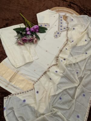 Alternative view of WOMEN PURE LAGDI CHANDERI EMBROIDERED KURTA SET