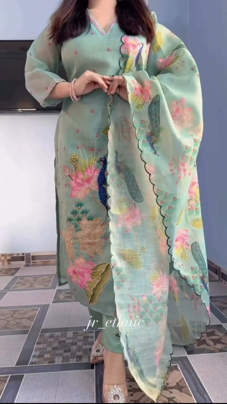 Inspired by the beauty of nature, this premium 3-piece suit features exquisite peacock artwork, delicate hand Katha detailing, and a beautifully embroidered dupatta. Crafted to make every occasion feel special.