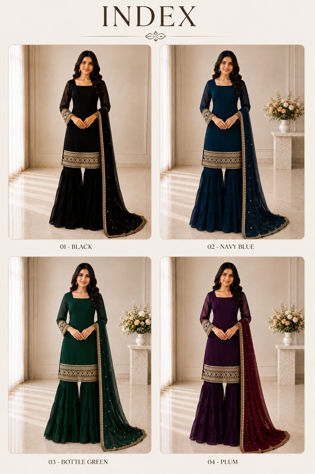 Today We are Launching Exclusively Festive & Party Wear Heavy Fox Georgette With With Embroidery Sequence Work Top -Palazzo And Dupatta Set Fully Stitched Ready To Wear - Image 9