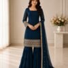Today We are Launching Exclusively Festive & Party Wear Heavy Fox Georgette With With Embroidery Sequence Work Top -Palazzo And Dupatta Set Fully Stitched Ready To Wear