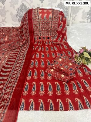Alternative view of Upgrade your ethnic wardrobe with this elegant Jaipuri cotton suit set, crafted in premium 60x60 soft cotton fabric for all-day comfort. Featuring authentic Bagru print with traditional motifs, this outfit reflects timeless Rajasthani craftsmansh.