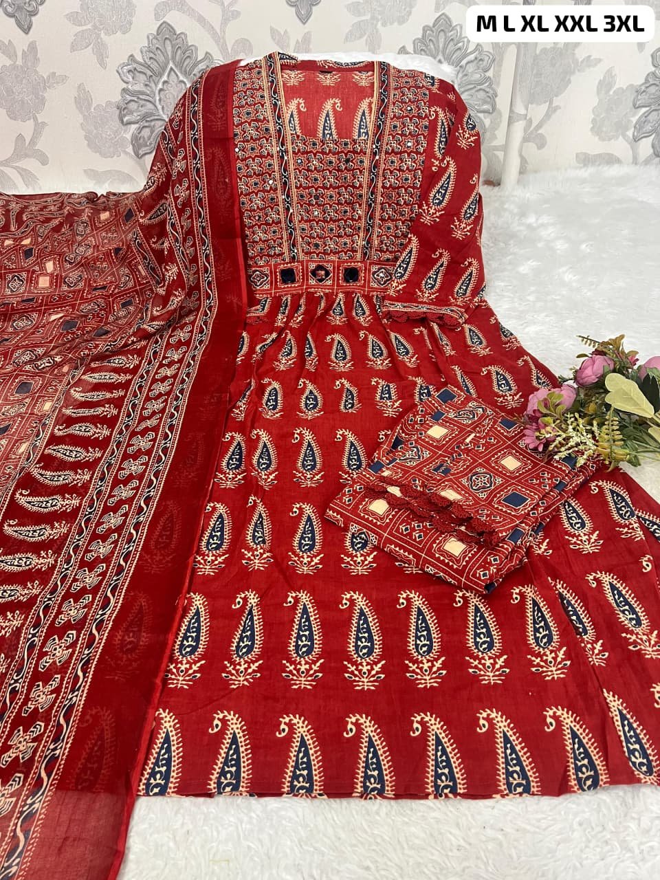 Upgrade your ethnic wardrobe with this elegant Jaipuri cotton suit set, crafted in premium 60x60 soft cotton fabric for all-day comfort. Featuring authentic Bagru print with traditional motifs, this outfit reflects timeless Rajasthani craftsmansh. - Image 2