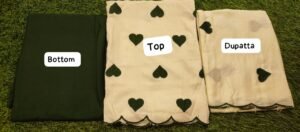 Alternative view of Premium beige fabric with heart embroidery work for you trendy look