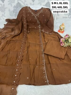 Get ready to turn heads with our stunning new launch! Introducing the royal and elegant ANGRAKHA ANARKALI SET