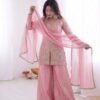 Launching New Party Wear Look Pur Heavy Fendy Silk Top Plazzo & Dupatta Se