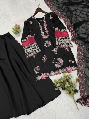 Alternative view of  THIS WEDDING SEASON WEAR OUR BEAUTIFUL SEQUENCE EMBROIDERED WITH CUT WORKED TOP , PLAZZO WITH DUPATTA