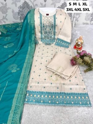 Beautiful Simmer jaquard Round Neck kurta(attached  full lining)and pant With dupatta.