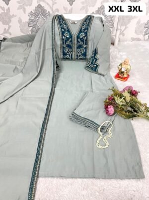 Alternative view of  PREMIUM PEACOCK THREAD WORK KURTI SET