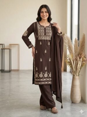THIS SEASON, TRY OUR DESIGNER CHIKANKARI EMBROIDERED WORKED TOP PLAZZO WITH DUPATTA
