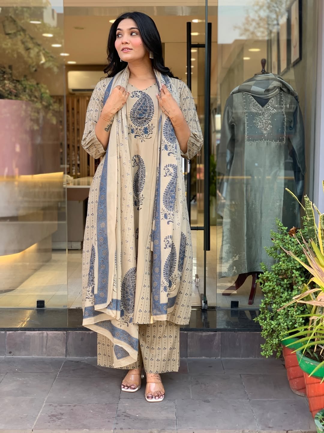 Morgan Silk Digital Print Kurti With Pant With Dupatta