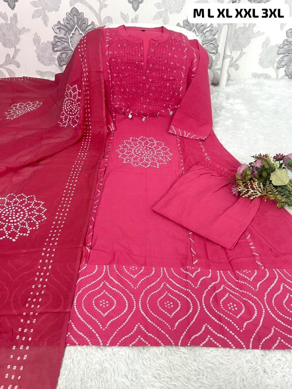 Beautiful Summer Special Heavy Pintex Work Aline Style Kurta 3 pcs set with new style_ - Image 2