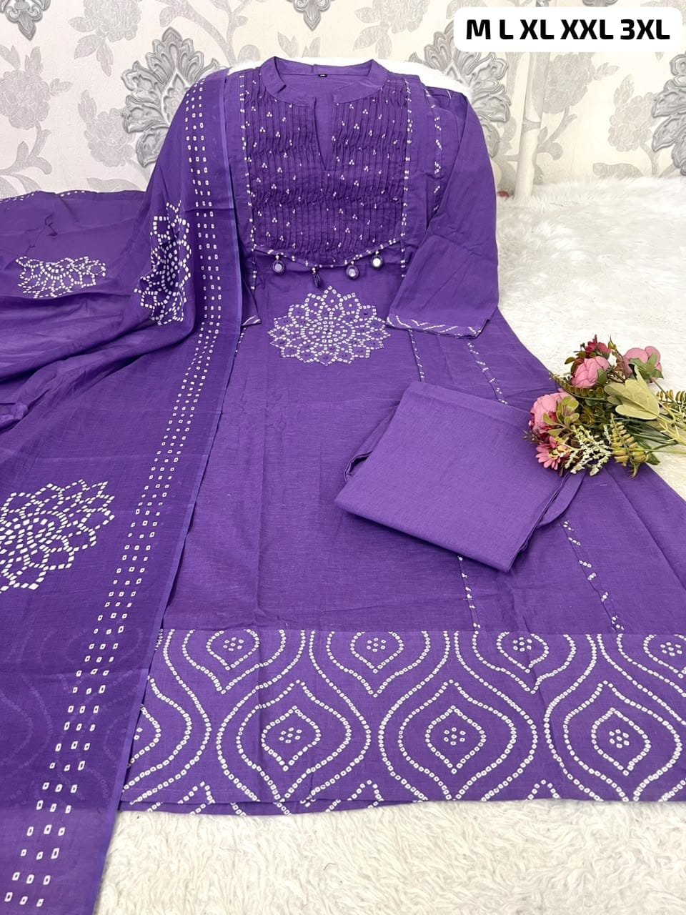 Beautiful Summer Special Heavy Pintex Work Aline Style Kurta 3 pcs set with new style_ - Image 4