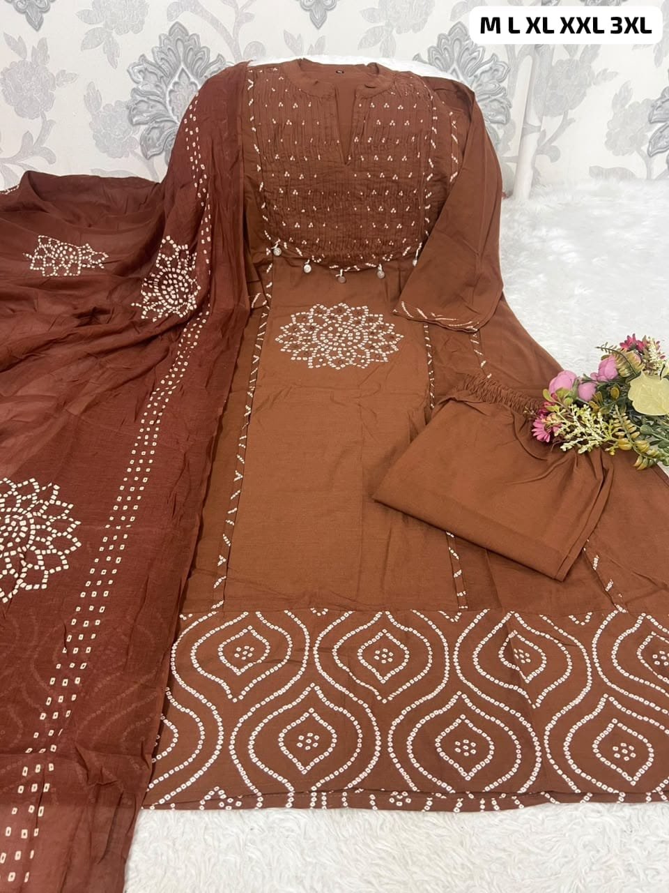 Beautiful Summer Special Heavy Pintex Work Aline Style Kurta 3 pcs set with new style_ - Image 5