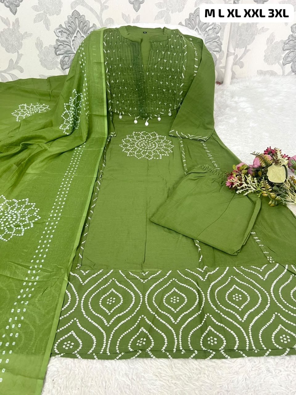 Beautiful Summer Special Heavy Pintex Work Aline Style Kurta 3 pcs set with new style_ - Image 6