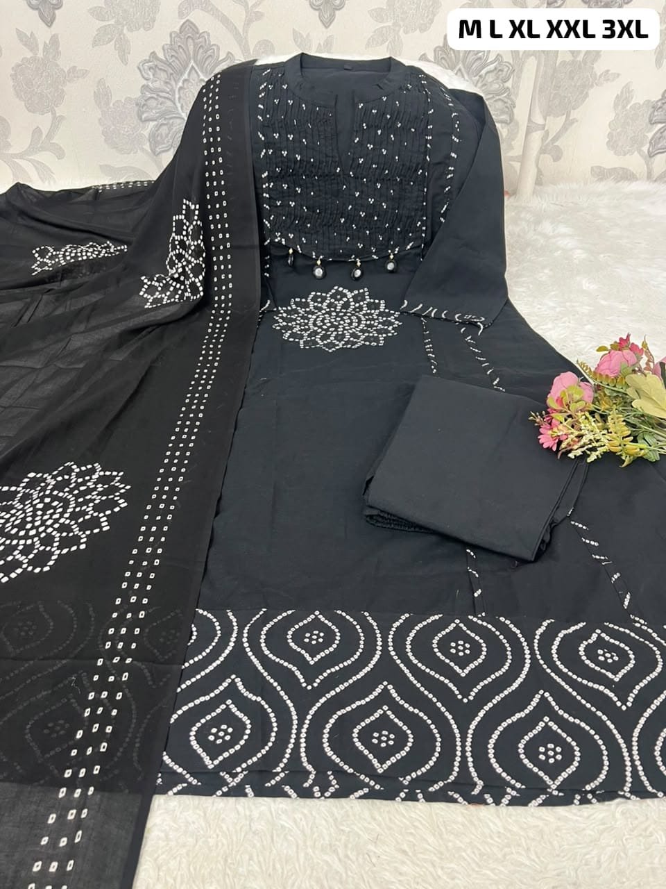 Beautiful Summer Special Heavy Pintex Work Aline Style Kurta 3 pcs set with new style_ - Image 3