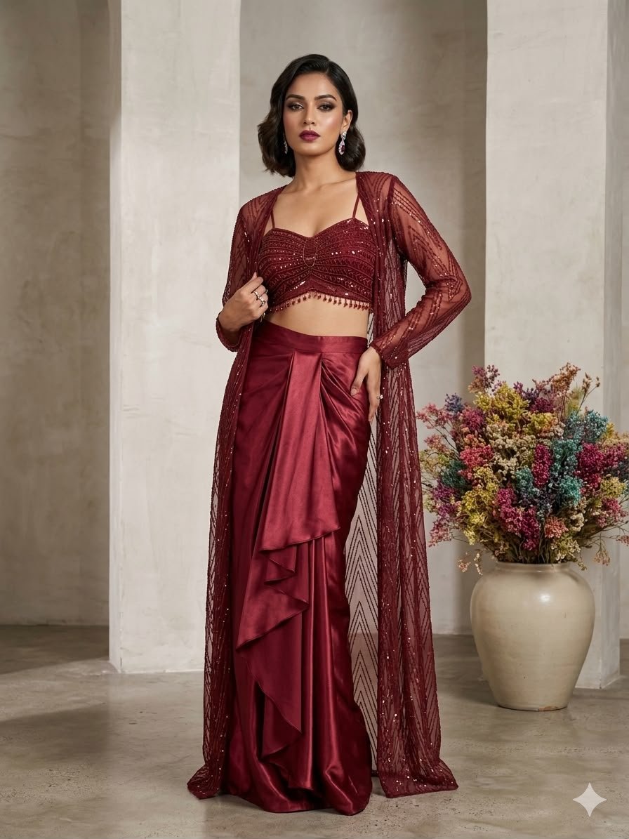 REAL MODLING OF PARTY WEAR WESTERN PAIR FROM LOOMEERA