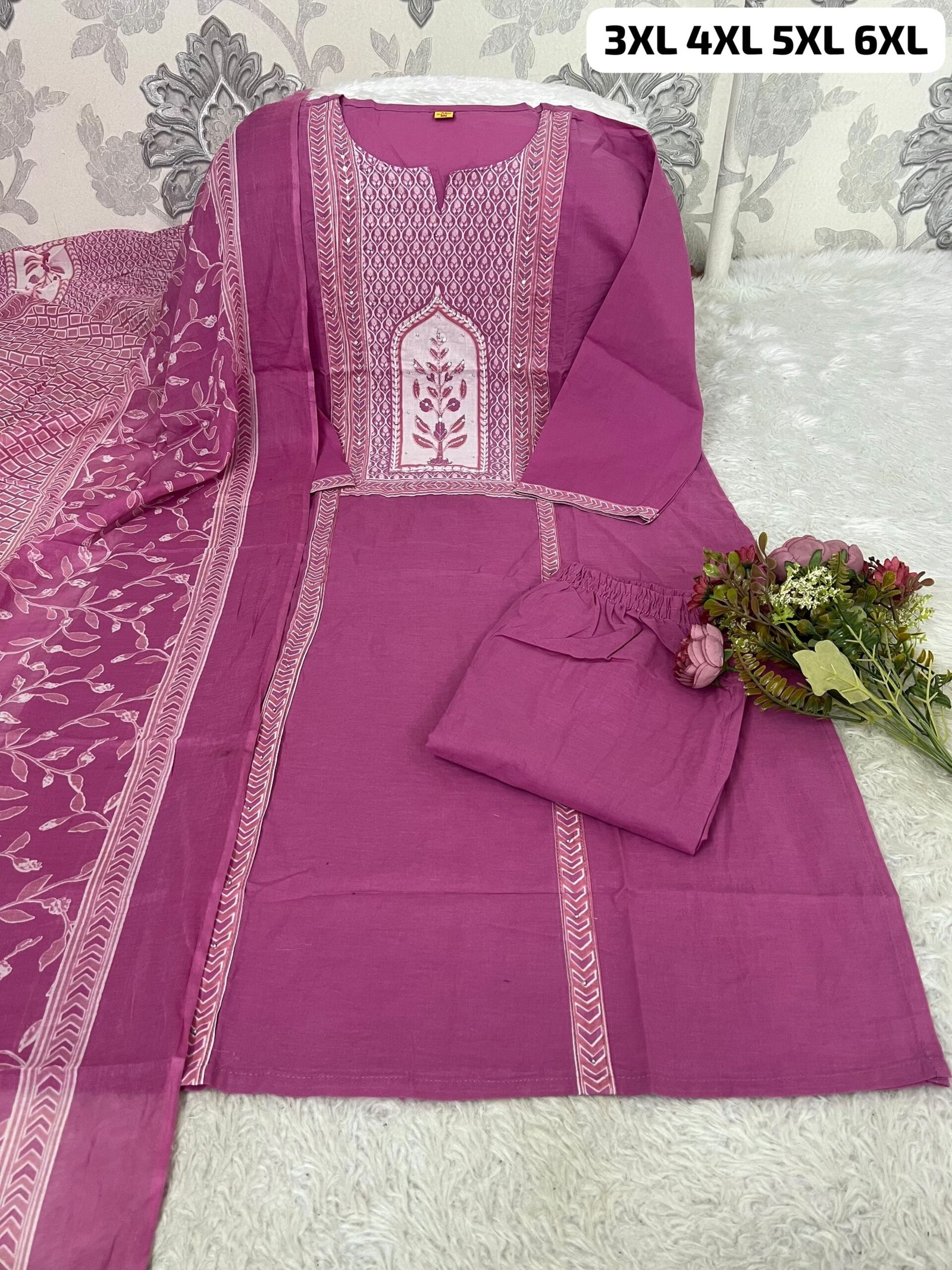 PURE MUL COTTON KURTI WITH PANT WITH MATCHING DUPPATA
