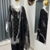 DESIGNER WEAR SEQUENCE EMBROIDERY ON FOX GEORGETTE FABRIC TOP AND PLAZZO WITH DUPATTA