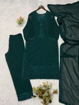 Alternative view of THIS WEDDING SEASON WEAR OUR BEAUTIFUL SEQUENCE EMBROIDERED TOP , PANT WITH DUPATTA